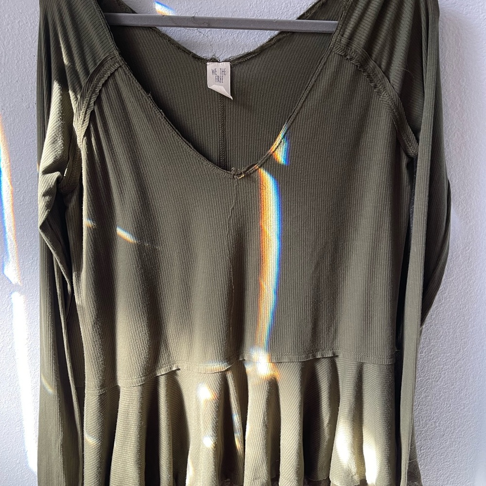 Free People long sleeve green top